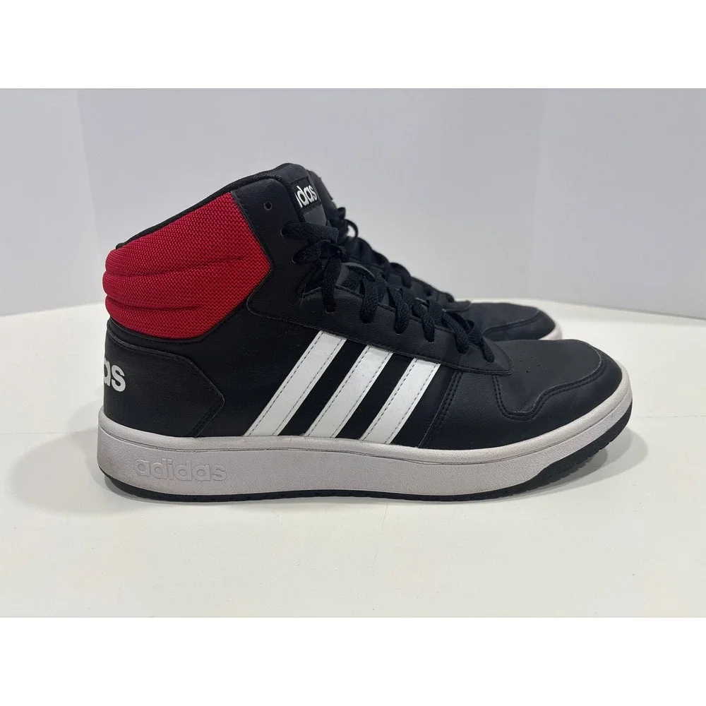 Adidas Hoops 2.0 Mid Mens Basketball Shoes Black White Red DB0079 Size 12